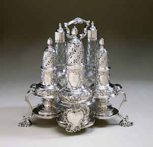 Intricately designed cruet stand in Historic Deerfield's collection